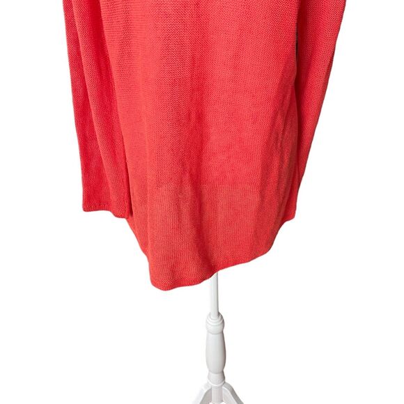 J.Jill Small Cardigan Sweater Linen Cotton Red Orange Open Front Pockets - Picture 12 of 12